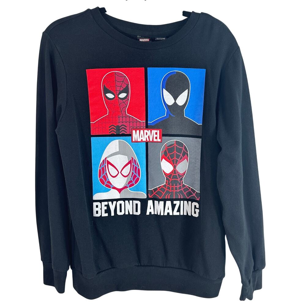 Marvel Spiderman XL Black Sweatshirt Graphic Y2K Comic Movie Streetwear kidcore